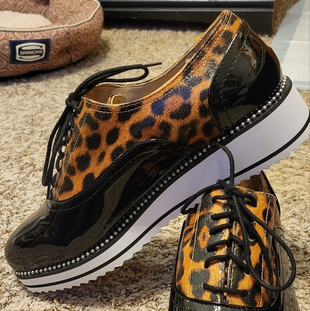 Torrid pleather leopard platform shoes